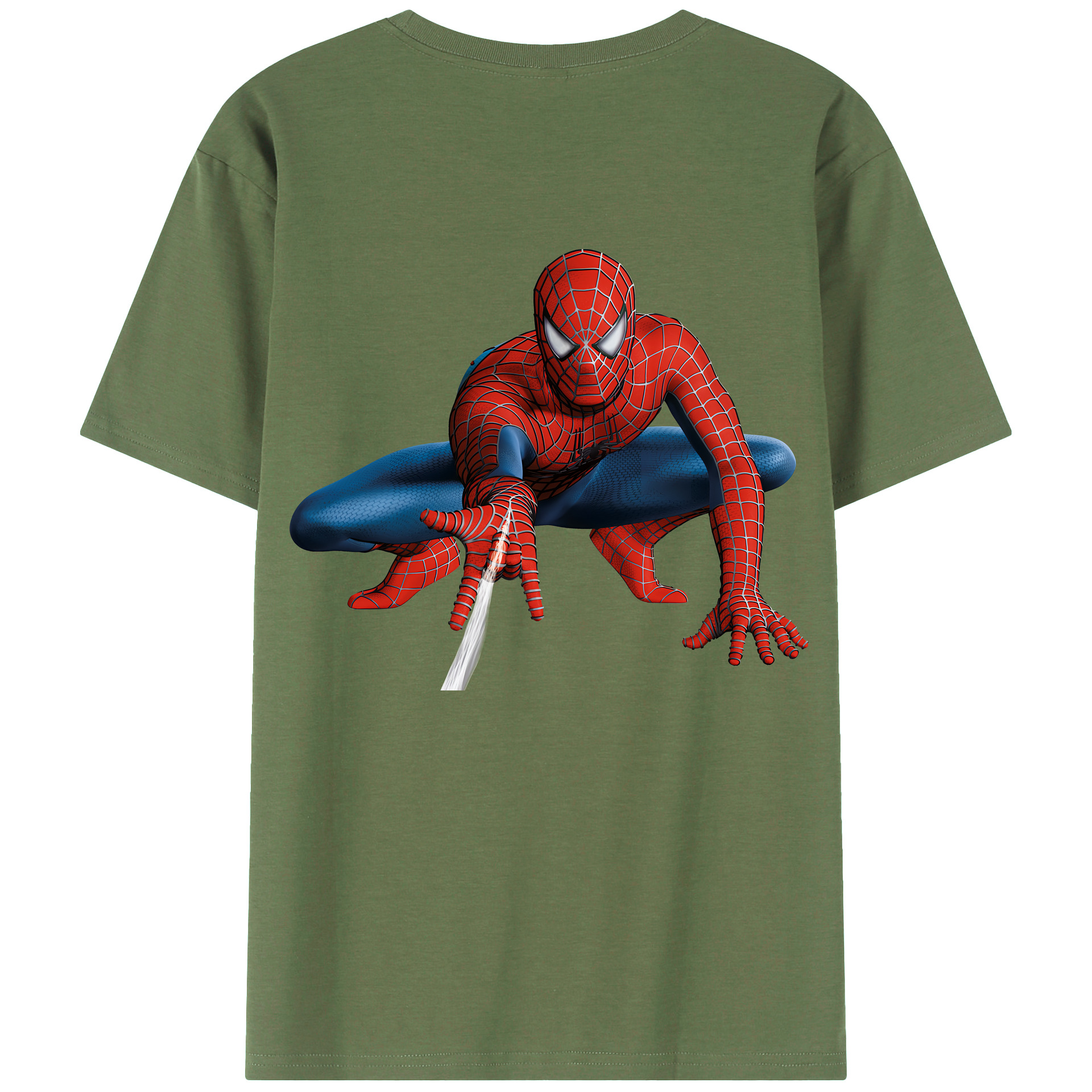 （画像用） Spider Man スパイダーマン 綿100％ メンズ半袖Tシャツ（バックプリント） 通気性
